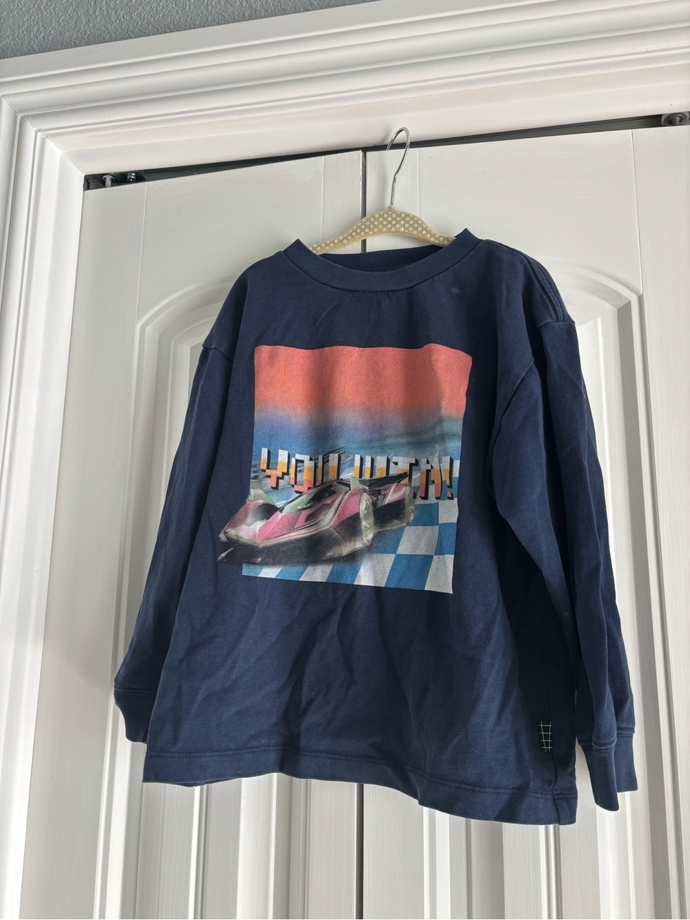 Molo Navy Long-Sleeve Tee with Racing Car Graphic